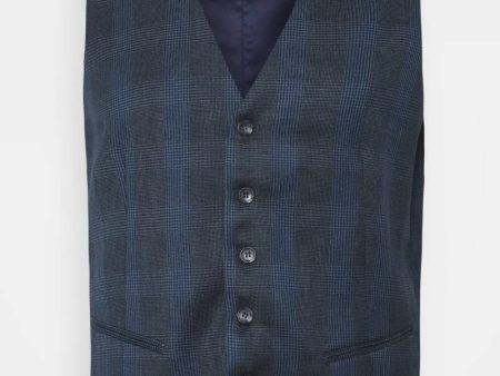 LINDBERGH NAVY CHECK WAISTCOAT Discount