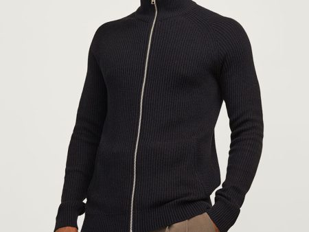 JACK AND JONES PANNEL KNIT ZIP CARDIGAN Hot on Sale