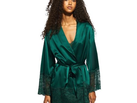 Ginia Silk Robe Emerald For Sale