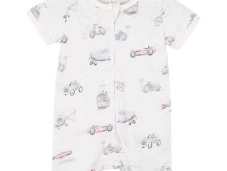 Bebe Finley Print Short Sleeve Zip Romper Online