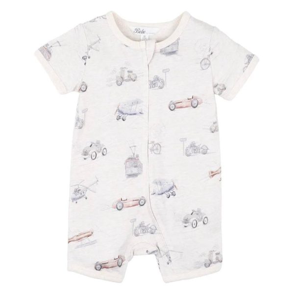 Bebe Finley Print Short Sleeve Zip Romper Online