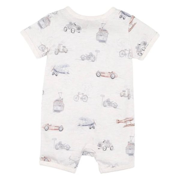 Bebe Finley Print Short Sleeve Zip Romper Online