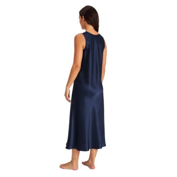 Love and Lustre Mono Silk Long Nightie Navy Sale