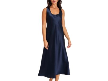 Love and Lustre Mono Silk Long Nightie Navy Sale