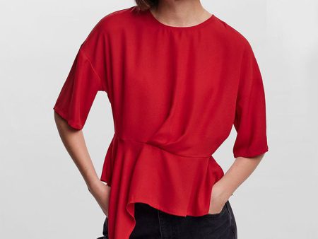 VERO MODA VIPPA NECK DRAPING TOP For Discount