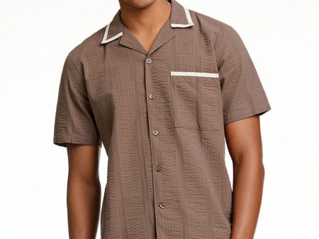 LINDBERGH STRUCTURE SEERSUCKER SS SHIRT For Sale