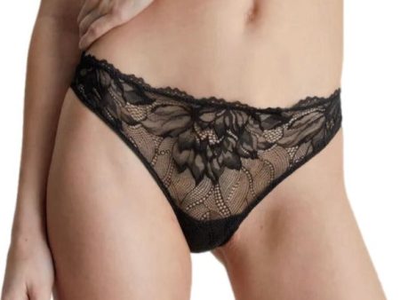 Calvin Klein Seductive Comfort Lotus Floral Thong Black Online Sale