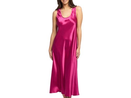 Love and Lustre Mono Silk Long Nightie Cerise Fashion