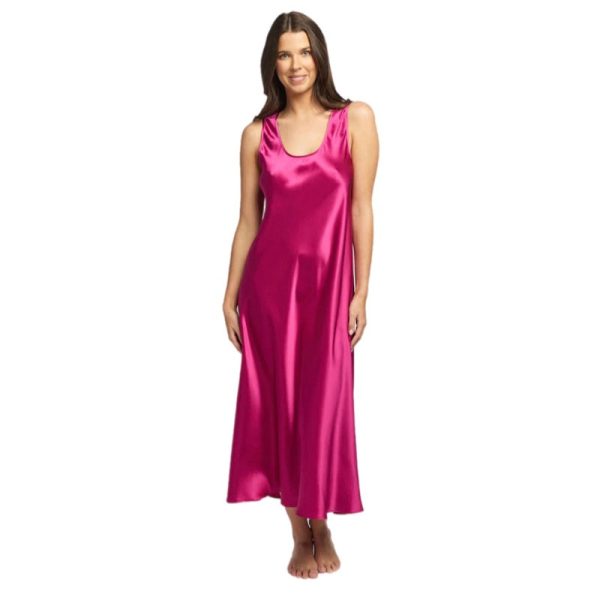 Love and Lustre Mono Silk Long Nightie Cerise Fashion